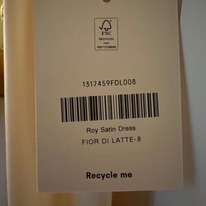 Reformation Roy Satin Dress Ivory - Size 8